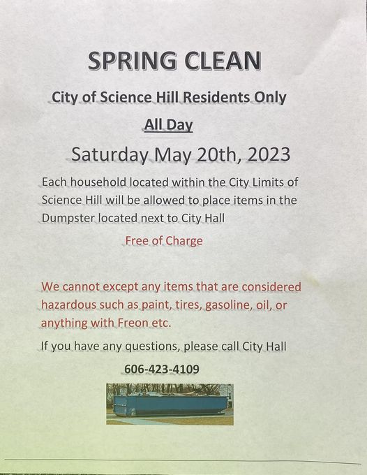 City of Science Hill Residents Spring Cleanup 🎉🎉